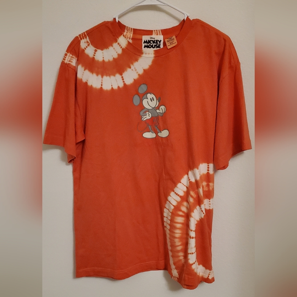 Disney Parks Walt Disney World Mickey Mouse Orange Tie-Dye T-Shirt Size Medium